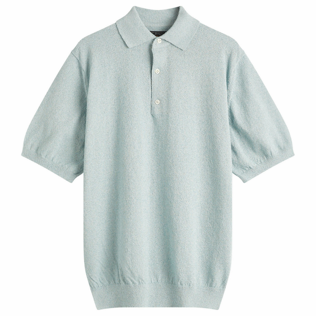 【BEAMS】Knit Polo Cable　ICE BLUE L BEAMS PLUS Knit Cable Polo - Ice Blue | Garmentory