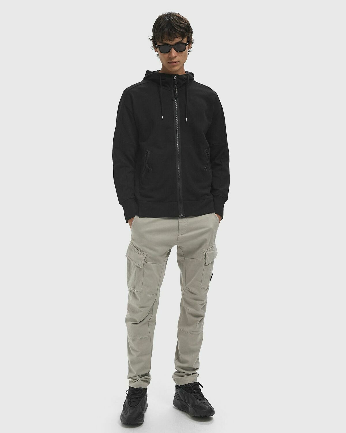 C.P. Company SWEATSHIRTS - HOODED OPEN Black Mens Hoodies/Zipper