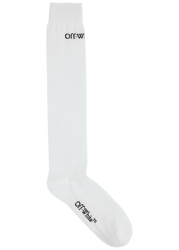 Photo: Off-white Bookish Cotton-blend Long Socks - One Size