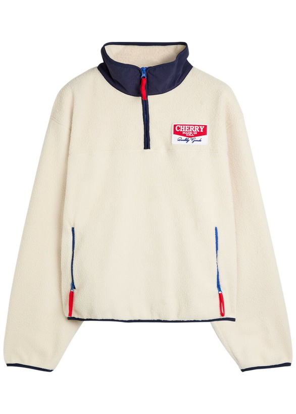 Photo: Cherry Los Angeles Racing Logo-appliquéd Half-zip Fleece Cream
