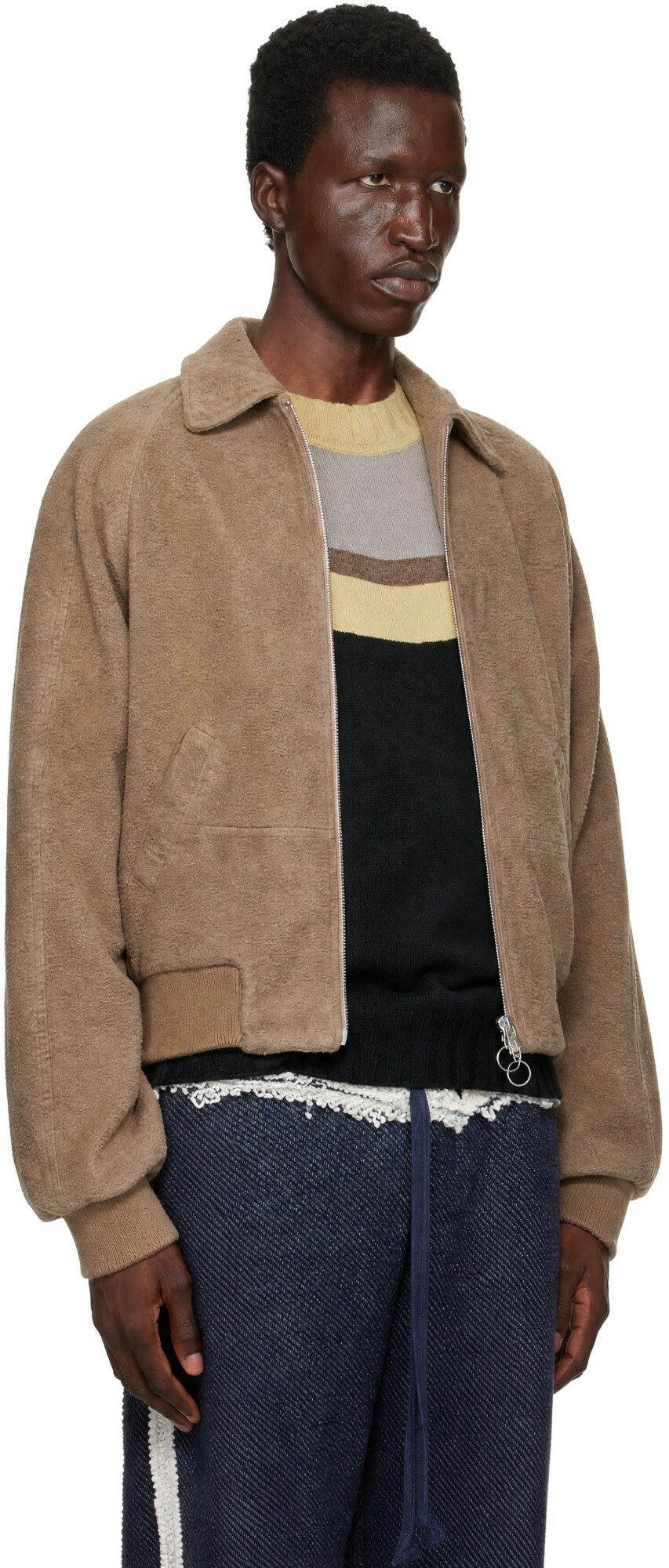 Edward Cuming Beige Fifth Dye Bottom Heavy Bomber Jacket