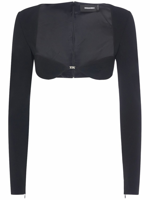 Photo: DSQUARED2 - Crepe Cady Long Sleeved Bra Top
