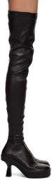 Versace Black Leather Over-The-Knee Boots