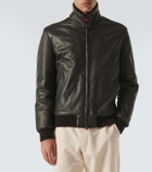 Kiton Cashmere-trimmed leather jacket