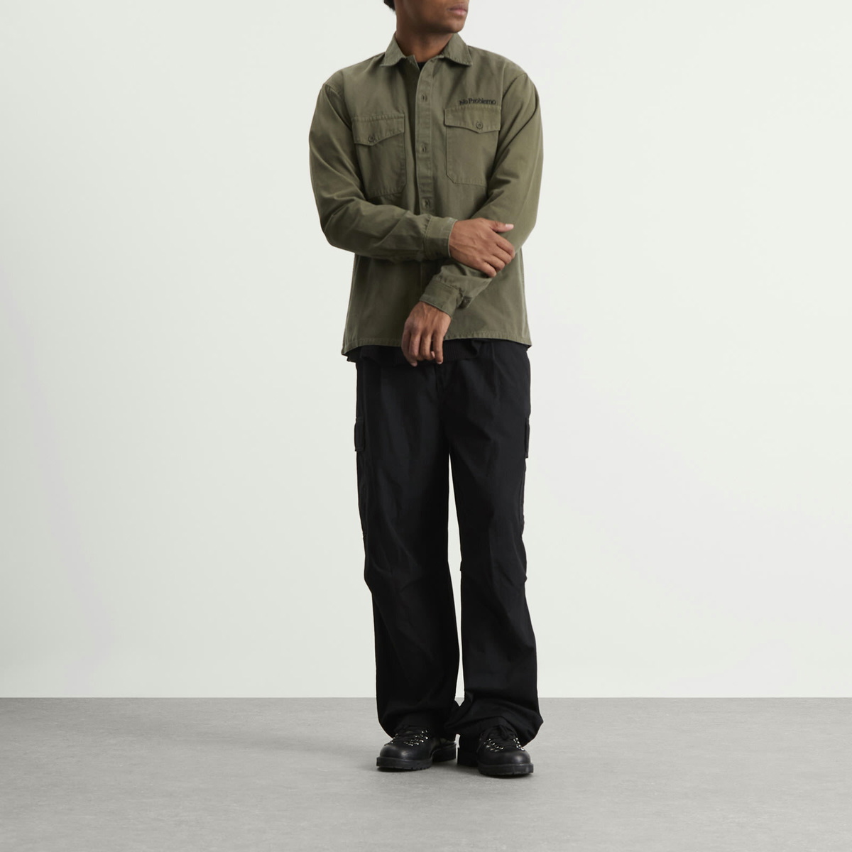 No Problemo Men's Mini Problemo Ripstop Work Shirt in Olive