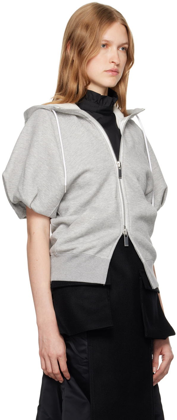 sacai Gray Puff Sleeve Hoodie Sacai