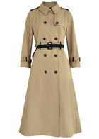 High Intercept Belted Panelled Cotton-blend Trench Coat Beige