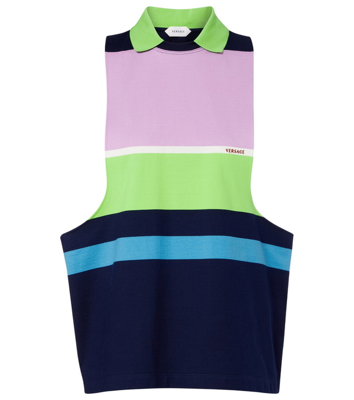 Photo: Versace Striped cotton jersey tank top