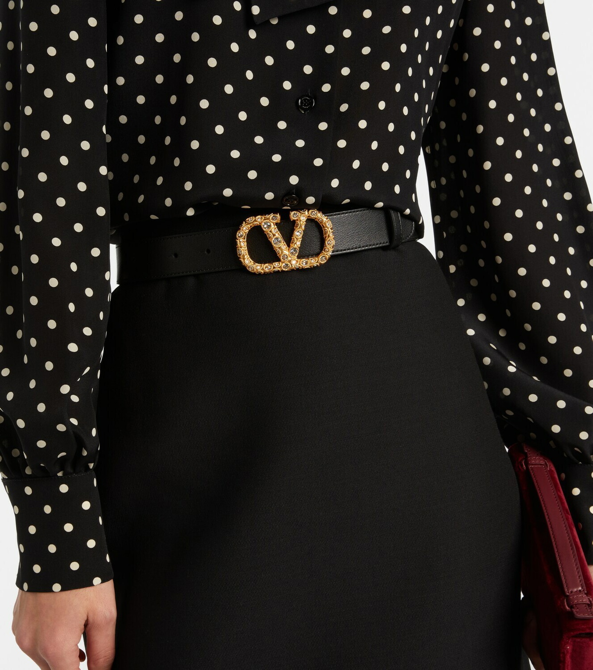 Valentino Garavani VLogo Swarovski®-embellished leather belt