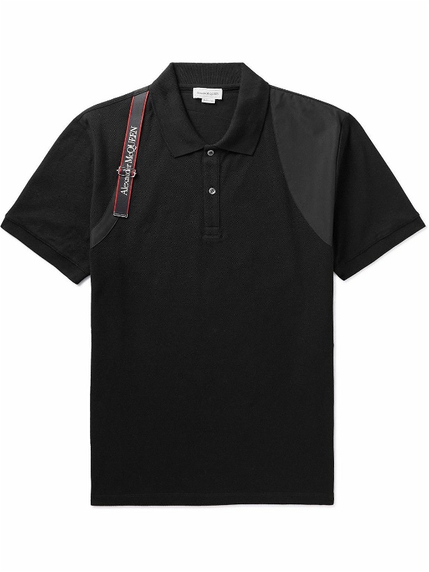 Photo: Alexander McQueen - Harness-Detailed Cotton-Piqué Polo Shirt - Black