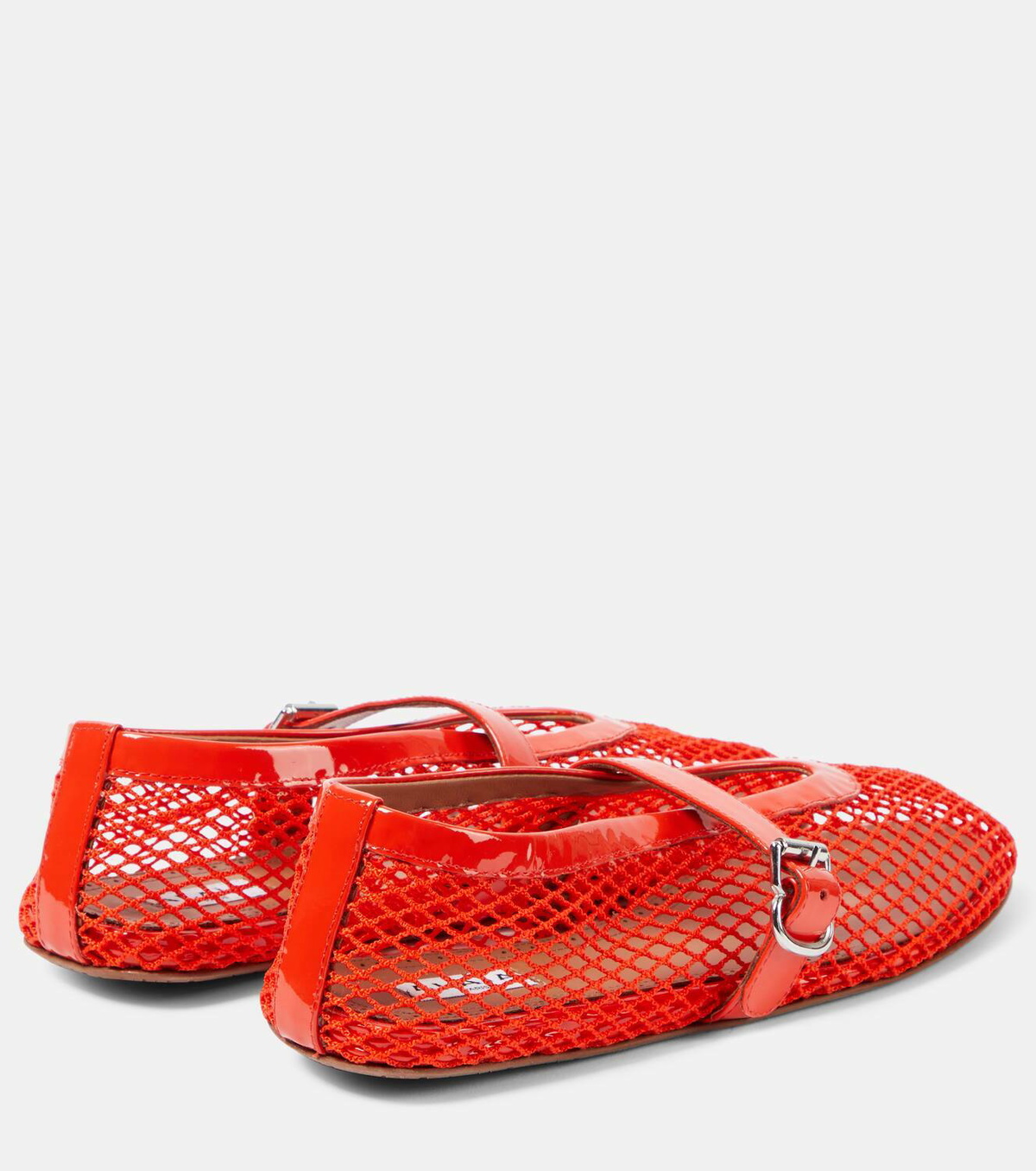 Alaia 25 Laminated Fishnet Ballet Flats Yellow Lambskin 300470