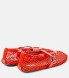Alaïa Leather-trimmed fishnet ballet flats