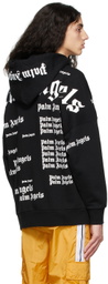Palm Angels Black Allover Logo Hoodie