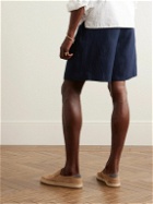 Lardini - Wide-Leg Pleated Linen Bermuda Shorts - Blue