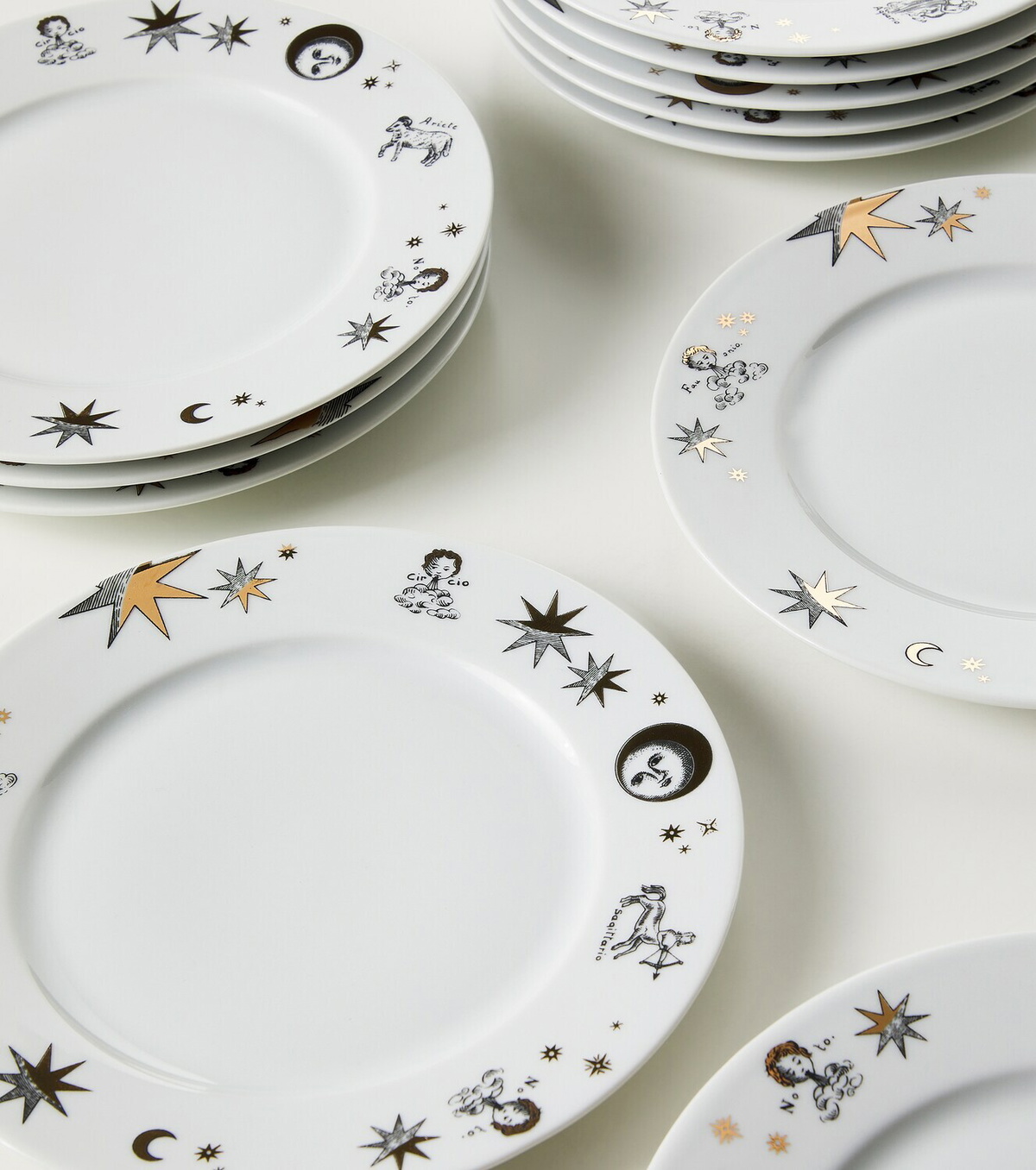 Fornasetti Astronomici set of 12 porcelain dessert plates