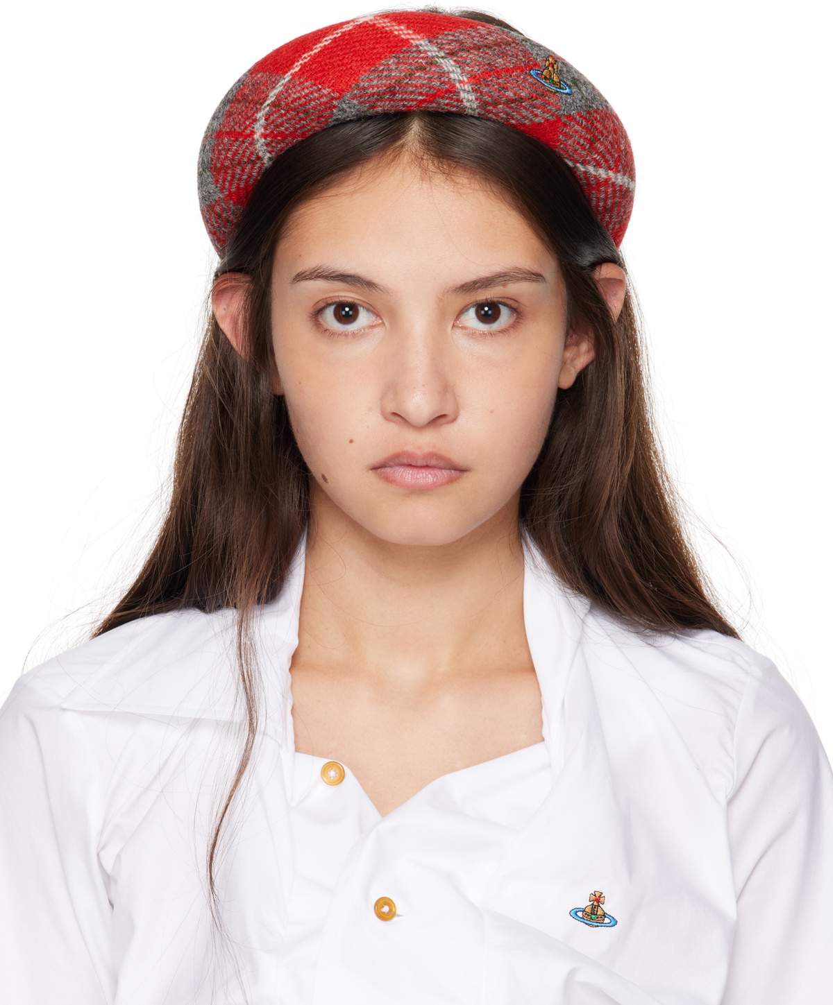 Vivienne Westwood Red Harris Tweed Tartan Headband Vivienne  display picture 2