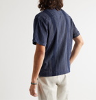 SMR Days - Camp-Collar Embroidered Cotton Shirt - Blue