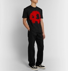 McQ Alexander McQueen - Flocked Printed Cotton-Jersey T-Shirt - Black