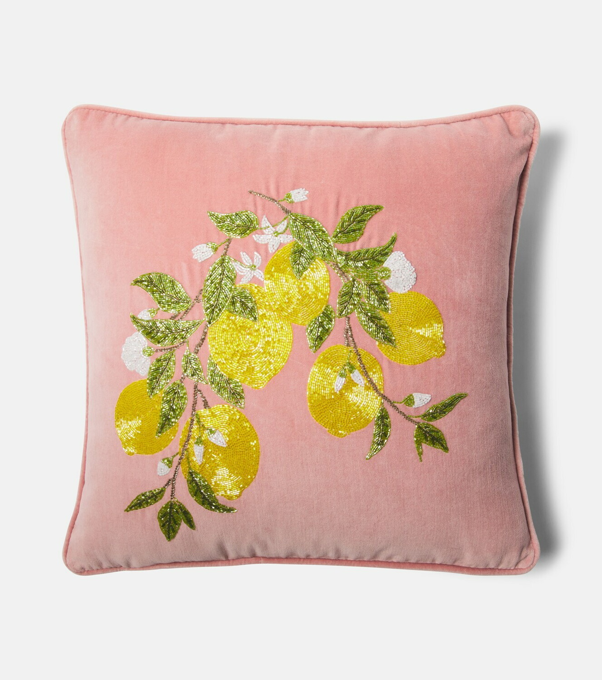 Les-Ottomans Embroidered cotton velvet cushion