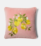 Les-Ottomans Embroidered cotton velvet cushion