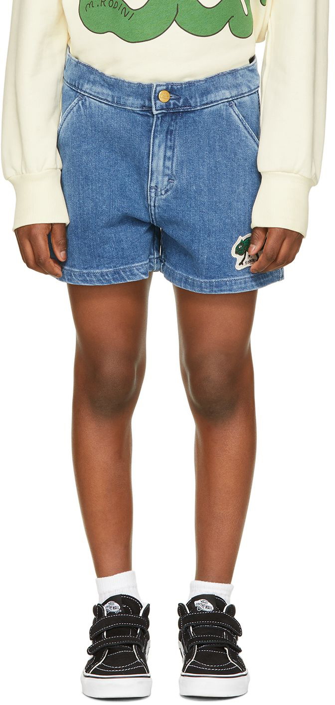 Mini Rodini Kids Blue Denim Chameleon Shorts Mini Rodini