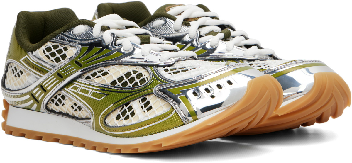 Bottega Veneta Green & Silver Orbit Sneakers