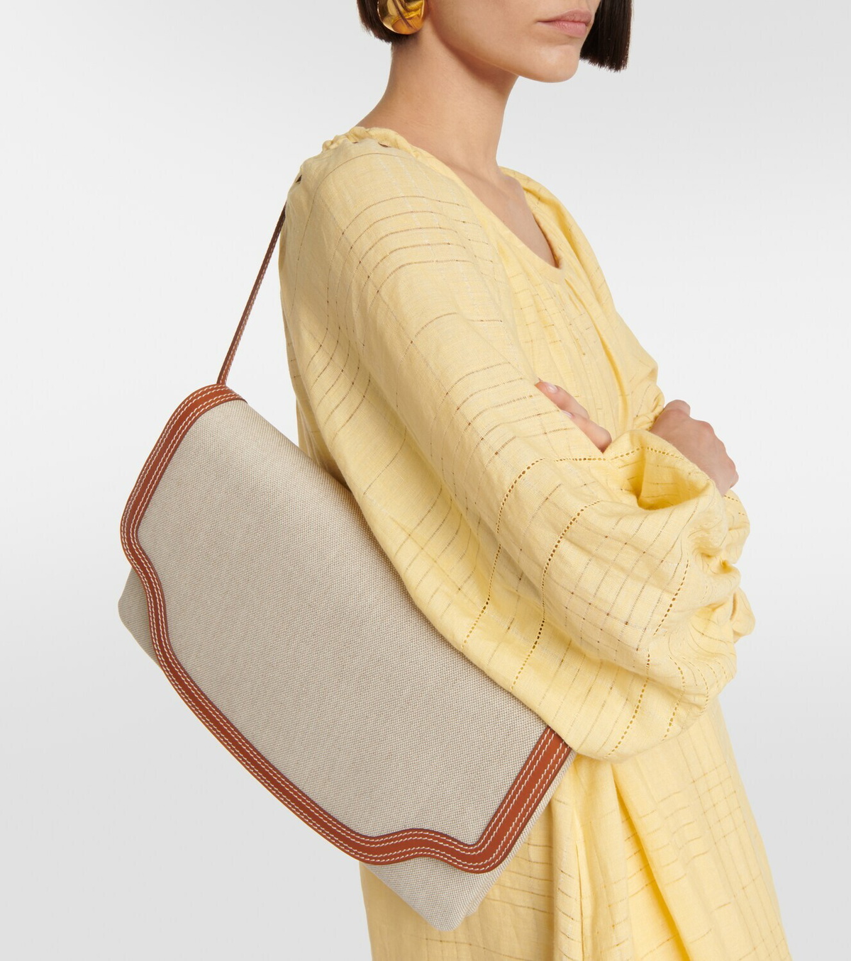 Loro Piana Alba Large canvas clutch