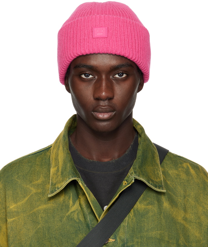 Photo: Acne Studios Pink Small Logo Beanie