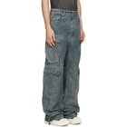 Rick Owens DRKSHDW Blue Tower Double Cargo Jeans