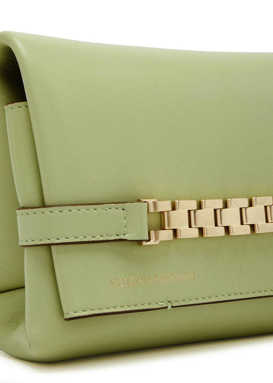 Victoria Beckham Chain Mini Leather Pouch - Light Green - One Size