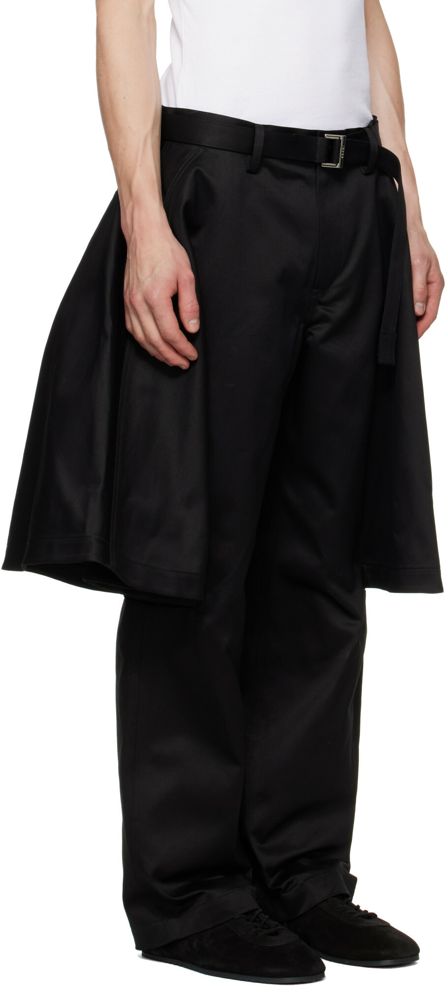 sacai Black Cotton Chino Trousers