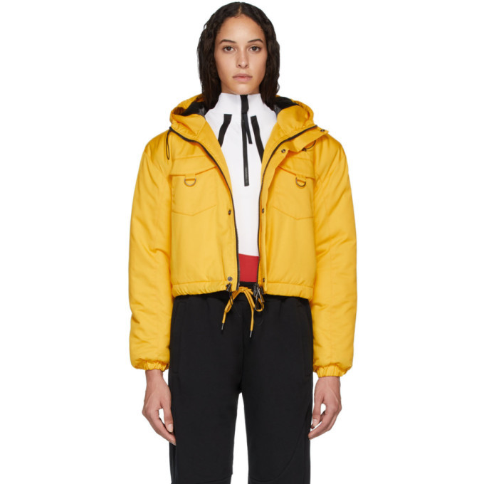 Photo: Pyer Moss Yellow Cropped Puffer Jacket