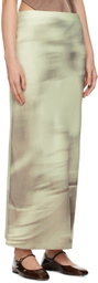 ELLISS Green Motion Blur Tint Maxi Skirt