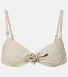 Coperni Floral-appliqué linen bra top