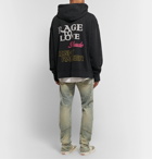 Rhude - Oversized Logo-Print Loopback Cotton-Jersey Hoodie - Black