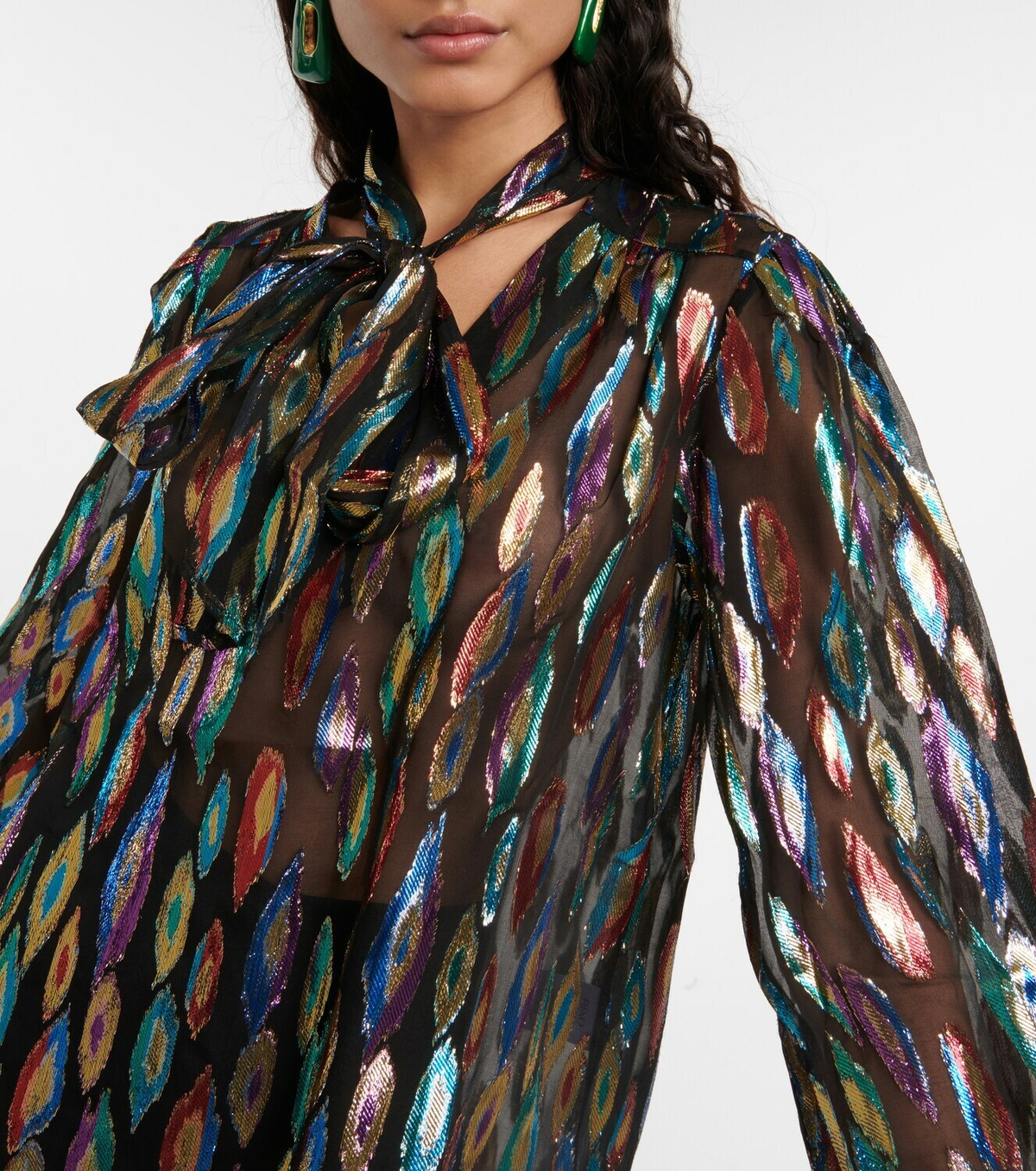 Rixo Moss jacquard chiffon blouse