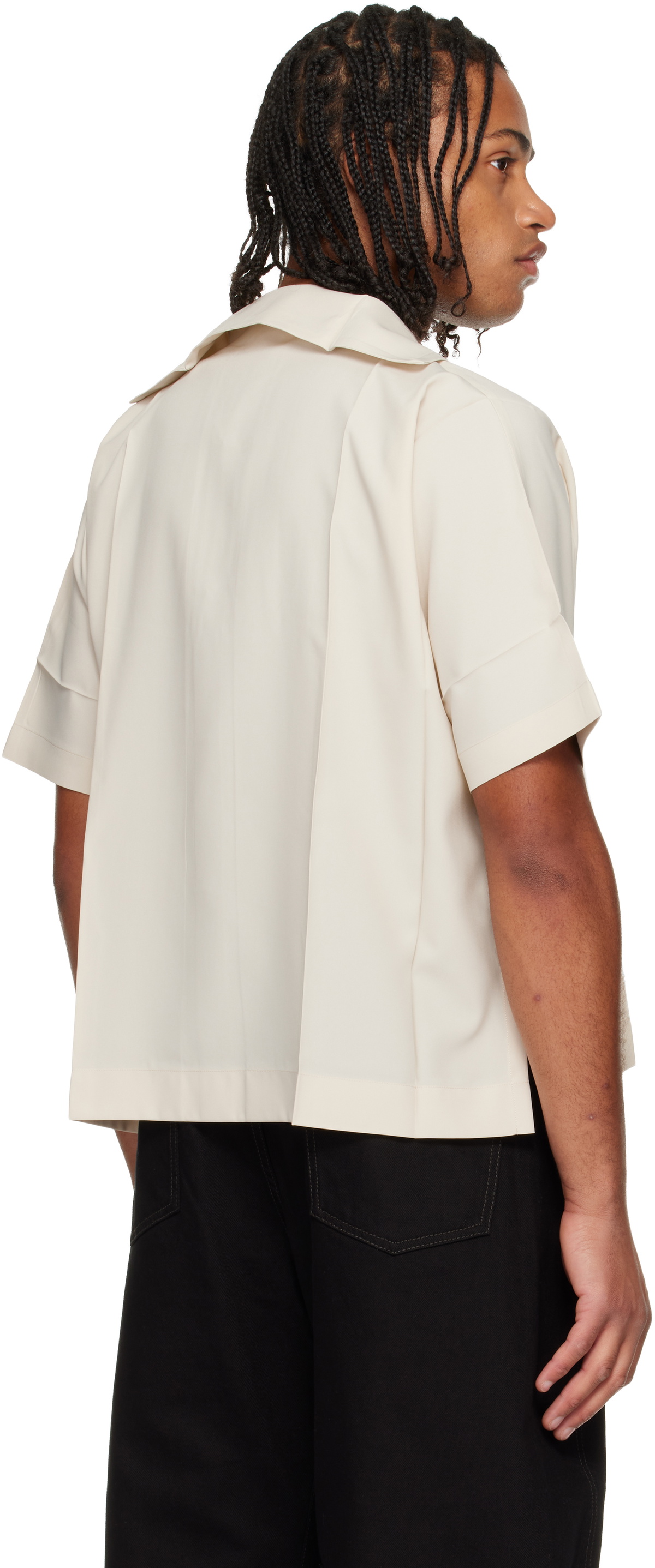 132 5. ISSEY MIYAKE Beige Flat Shirt