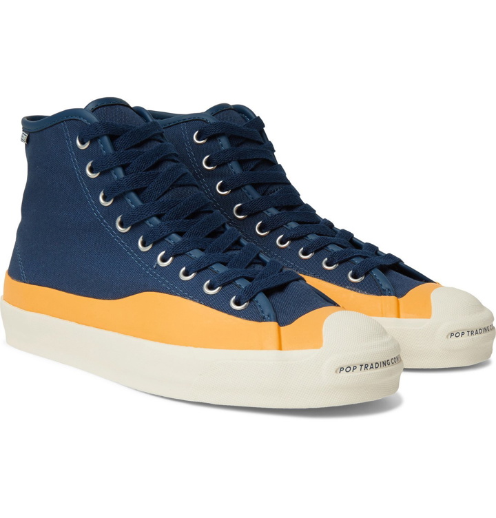 Photo: Converse - Pop Trading Company Jack Purcell Rubber-Trimmed Canvas High-Top Sneakers - Blue