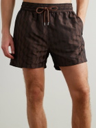 Frescobol Carioca - Rio Straight-Leg Mid-Length Recycled Jacquard Swim Shorts - Brown