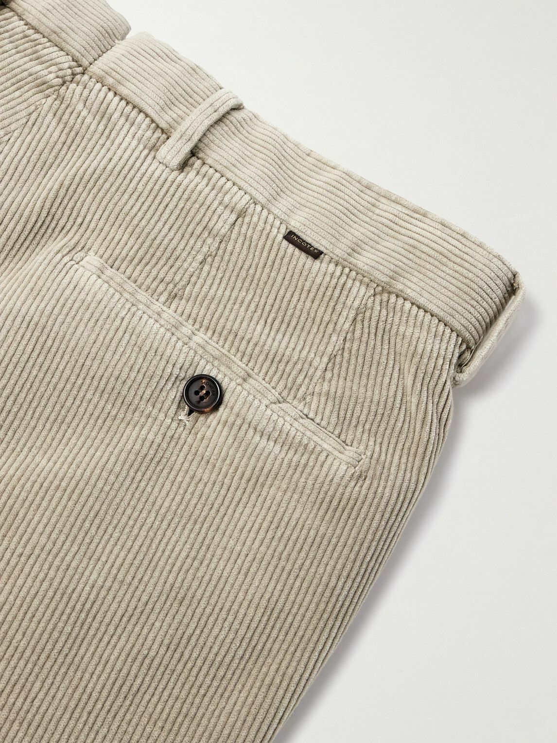 Incotex - Straight-Leg Cotton-Blend Corduroy Trousers - Neutrals
