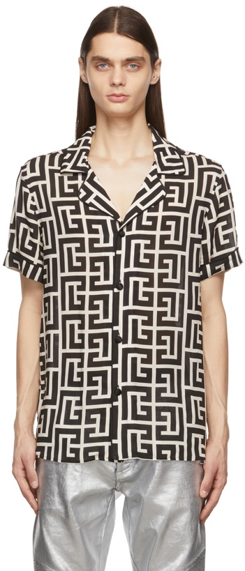 Photo: Balmain Black & White Monogram Print Shirt