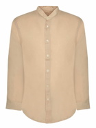 120% Lino Slim Fit Linen Shirt In Almond