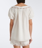 Posse Marilyn lace-trimmed cotton top