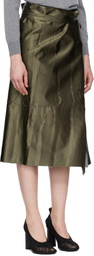 MARIE ADAM-LEENAERDT Khaki Apron Flat Midi Skirt