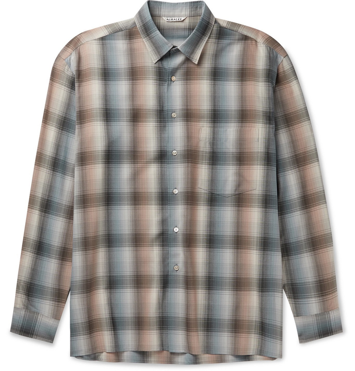 Auralee - Checked Wool Shirt - Brown Auralee