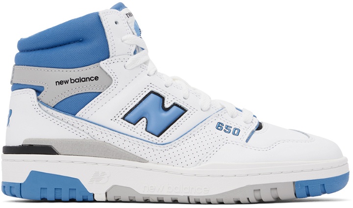 Photo: New Balance White & Blue 650 Sneakers