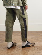 Greg Lauren - Army Tapered Cotton-Blend Drawstring Cargo Trousers - Green