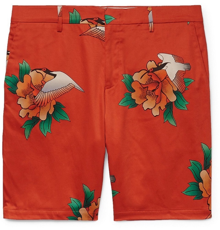 Photo: Paul Smith - Slim-Fit Printed Cotton-Blend Shorts - Red