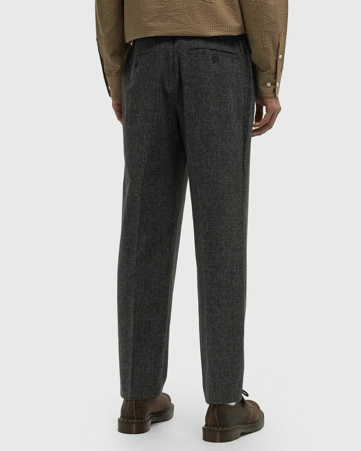 ØLÅF HOUNDSTOOTH PLEATED TAILORED PANT Grey Mens Casual Pant