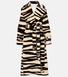Nina Ricci Zebra-print cotton velvet wrap coat